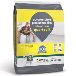 Argamassa 20kg  porcelanato e piso x piso interna cinza Quartzolit