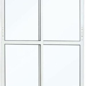 Porta de correr central 4 folhas (2 fixas - 2 moveis) 2,10x2,00M aluminio branca com vidro JP